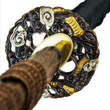 Load image into Gallery viewer, Folding Steel Hazuya Polish Blade Katana Copper Auspicious Dragon Tsuba Rosewood OX-horn Saya Katana