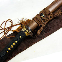 Load image into Gallery viewer, Folding Steel Hazuya Polish Blade Katana Copper Auspicious Dragon Tsuba Rosewood OX-horn Saya Katana