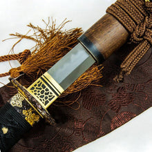 Load image into Gallery viewer, Folding Steel Hazuya Polish Blade Katana Copper Auspicious Dragon Tsuba Rosewood OX-horn Saya Katana