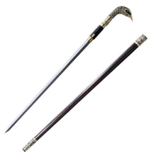 Load image into Gallery viewer, Cane Sword Retro Bronze Eagle Head Folding Steel Rbony Cane with Sword