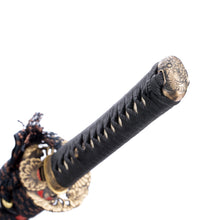 Load image into Gallery viewer, Skark Skin Red Saya Samurai Sword katana Sunflower Copper Tsuba Folding Steel Clay Tempered Real Hamon Japanese Sword