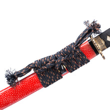 Load image into Gallery viewer, Skark Skin Red Saya Samurai Sword katana Sunflower Copper Tsuba Folding Steel Clay Tempered Real Hamon Japanese Sword