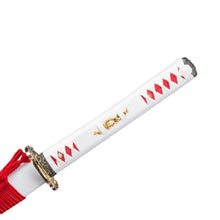 Load image into Gallery viewer, Folding Steel Oil Quenched Red Blade Golden Chinese Dragon Red And White Color Theme Katana