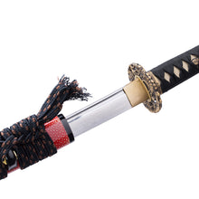 Load image into Gallery viewer, Skark Skin Red Saya Samurai Sword katana Sunflower Copper Tsuba Folding Steel Clay Tempered Real Hamon Japanese Sword