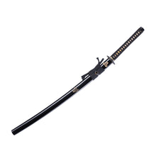 Load image into Gallery viewer, Black Ninja Katana Carved Saya 9260 Steel Oil Quenched Japanese Sword