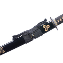 Load image into Gallery viewer, Black Ninja Katana Carved Saya 9260 Steel Oil Quenched Japanese Sword
