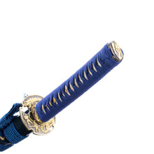 Load image into Gallery viewer, Kogarasu Maru T10 Clay Tempering Golden Dragon Blue Theme Japanese Samurai Sword