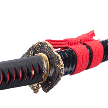 Load image into Gallery viewer, T10 Steel Clay Tempered Copper Phoenix Tsuba Hand Carved Saya Japanese Samurai Sword