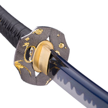 Load image into Gallery viewer, Dragon Theme Katana 9260 Spring Steel Blue Blade White Hamon Samurai Sword