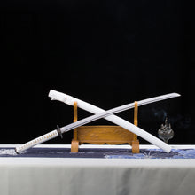 Load image into Gallery viewer, White Katana Alloy Sunflower Tsuba 1060 Steel Oil Quenched Samurai Sword