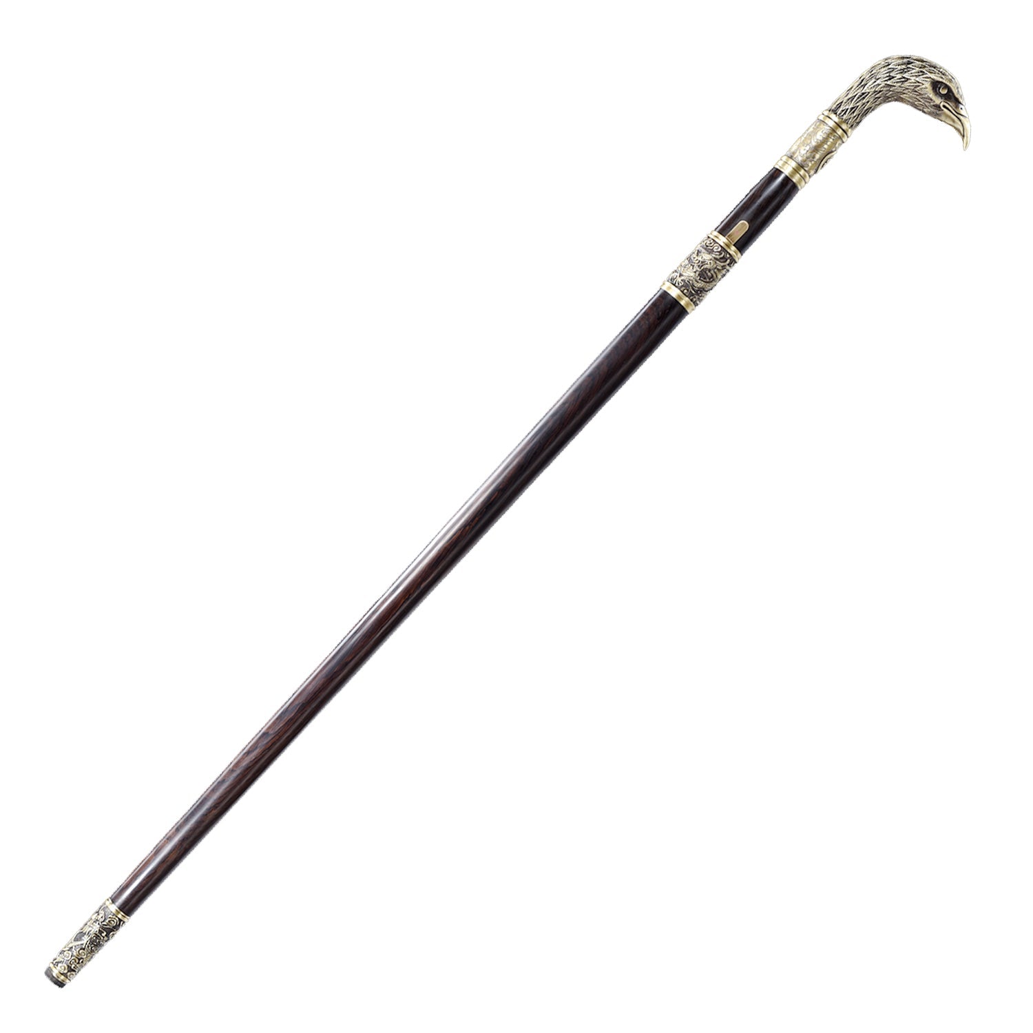 Cane Sword Retro Bronze Eagle Head Folding Steel Rbony Cane with Sword