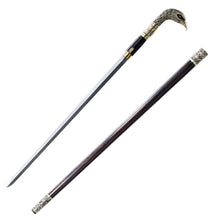 Load image into Gallery viewer, Cane Sword Retro Bronze Eagle Head Folding Steel Rbony Cane with Sword
