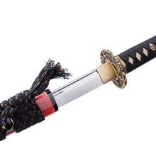 Load image into Gallery viewer, Skark Skin Red Saya Samurai Sword katana Sunflower Copper Tsuba Folding Steel Clay Tempered Real Hamon Japanese Sword
