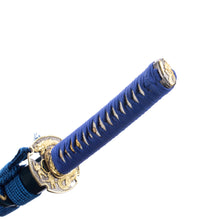 Load image into Gallery viewer, Kogarasu Maru T10 Clay Tempering Golden Dragon Blue Theme Japanese Samurai Sword
