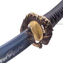Load image into Gallery viewer, T10 Steel Clay Tempered Copper Phoenix Tsuba Hand Carved Saya Japanese Samurai Sword
