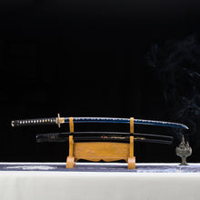Load image into Gallery viewer, Dragon Theme Katana 9260 Spring Steel Blue Blade White Hamon Samurai Sword
