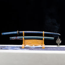 Load image into Gallery viewer, Blue Theme Japanese Sword 9260 Spring  Steel Blue Blade White Hamon Samurai Sword
